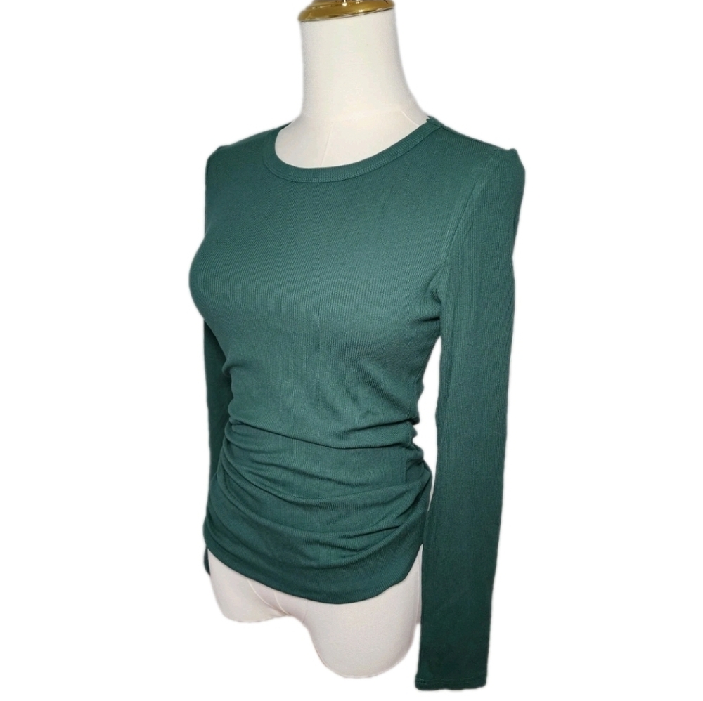 ANRABESS Long Sleeve Shirt Rib Knit Slim Fit Top Basic Tee Size S